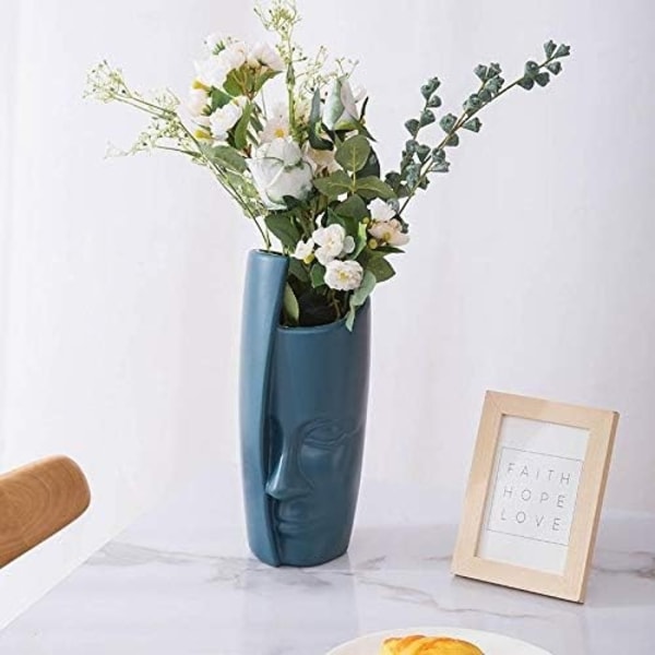 Passande Pe-blomvas, abstrakt kreativt mänskligt ansikte visningsrumsdekoration skrivbordsornament för hemmet