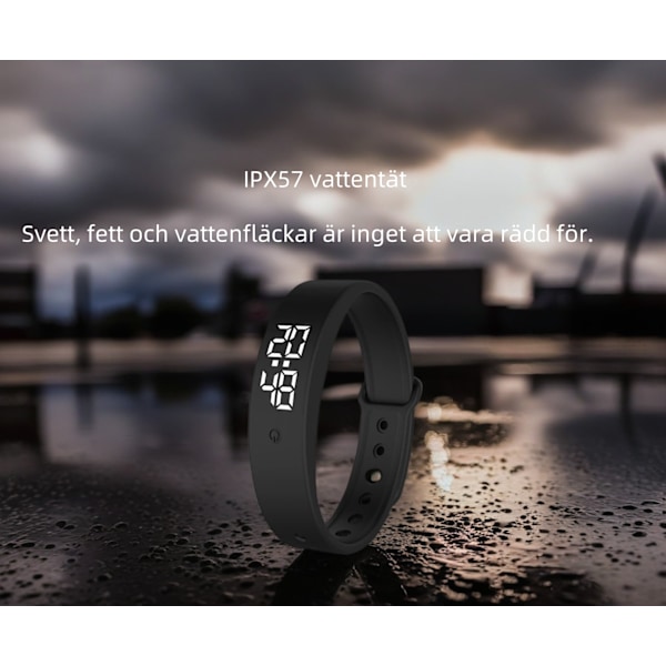 Multifunktionell smart klocka i silikon, automatisk temperaturmätning alarmklocka påminnelse hög temperatur varning kronograf stoppur vibration Blå