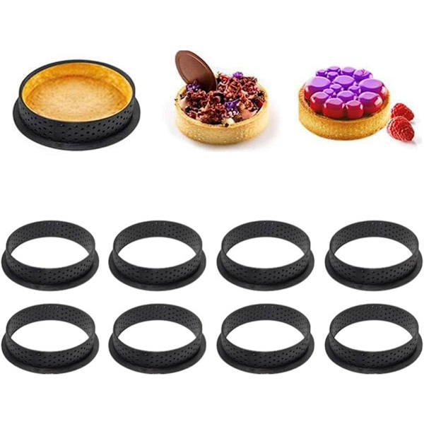 2025 Lämplig 8 ST Perforerad Kakform Skärare Rund Form Mousse Cirkel Ring, Cirkel Tartlett