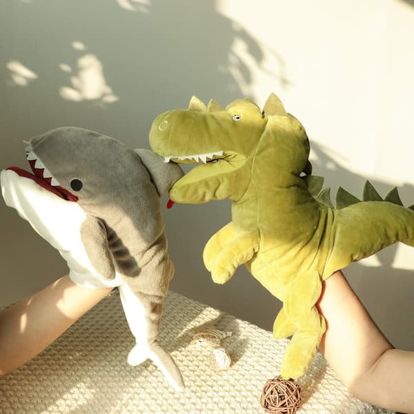 Plush Dinosaur Hand Puppet T-Rex with Open Movable Mouth for