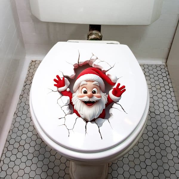 Jultomte väggdekor, 3D-effekt av att bryta igenom väggen, 29