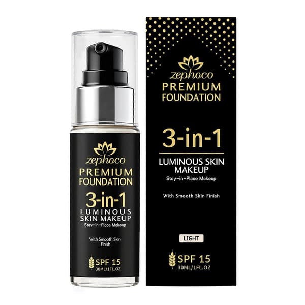 3-i-1 långvarig foundation, naturlig lätt basmakeup (30 ml)