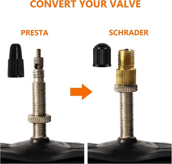 Messingadapter til Presta-ventil (5-pak + 10 hætter)