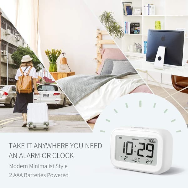 Digital väckarklocka för sovrum, resor, kontor - Modern minimalistisk stil med LCD-skärm