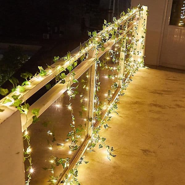 LED-slinga, solcellsdriven, 10 meter lång, 3 meter x 2 meter, vattentät utomhusmodell.