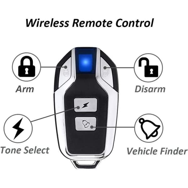 Wireless Bicycle and Motorcycle Alarm - Anti-theft Alarm with Remote Control - IP55 Waterproof - 113 dB Volume - Black.
