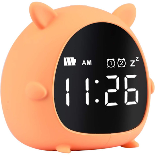 Digital barnklocka för barn, söt barnklocka med nedräkning / snooze / 2 larm / röst