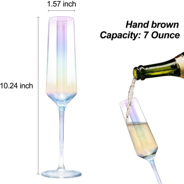 Kristall Champagne Flöjt Glas Set 2 Stycken Regnbåge Champagne Glas Flöjt Bröllop Jul Alla Hjärtans Dag