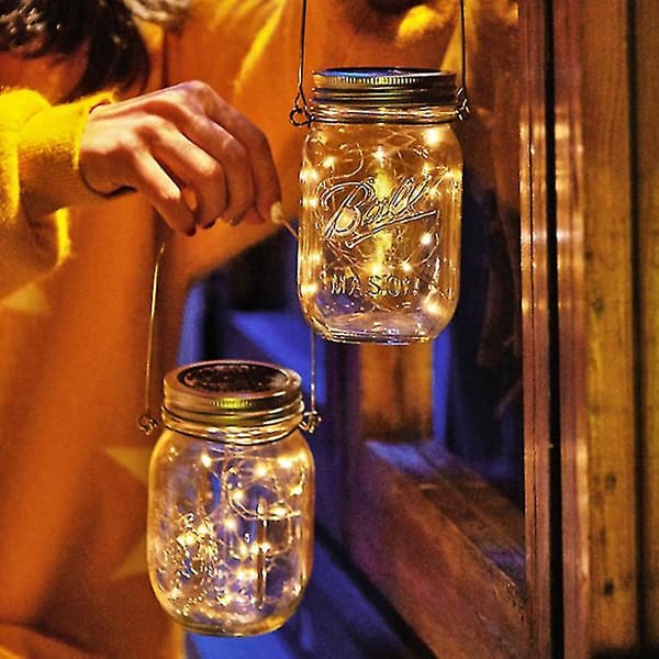 12 st Mason Jar Lock Fairy String Solcellsdrivna Lampor Trädgårdsfest Dekor