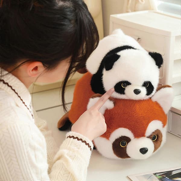 Giant Panda and Transforms into a Brown Red Panda. Red Panda Doll Plush Toy Transforms into a Giant Fox Doll, 100% New