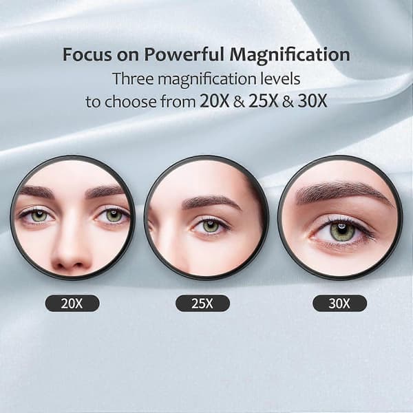 30X Magnifying Mirror, Small Magnifying Mirror with Suction Cup and Tweezers, Compact Mirror Set for Eyebrow Plucking 3.5 Inch
