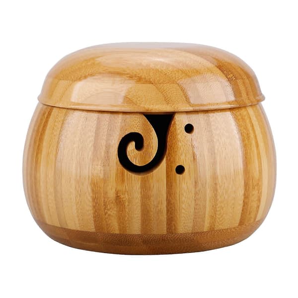 Bamboo Knitting Bowl, Yarn Bowl, Sewing Accessories, Knitting Container, Handmade Wool Storage Bowl