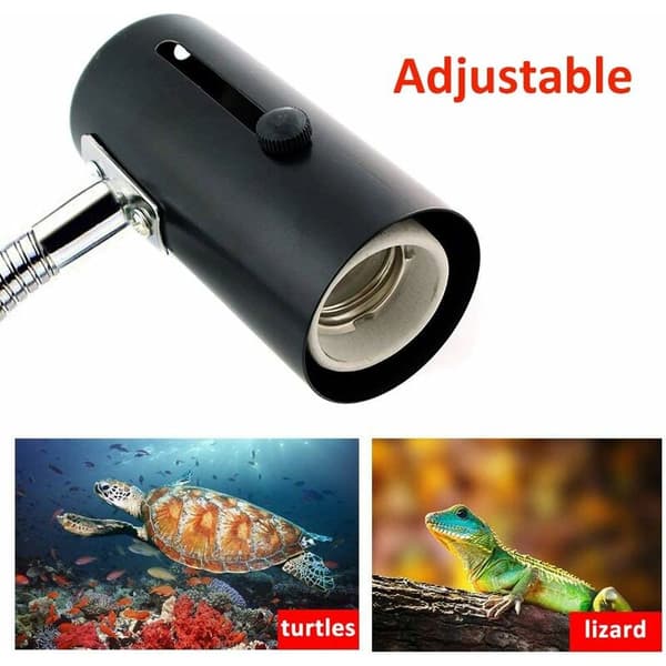 E27 Ceramic Socket with Clamp and 1.8m Cable for Reptile Lamp, max 150W, Flexible Black E27 Terrarium Socket for Turtle, Clamp-on Heat Lamp for