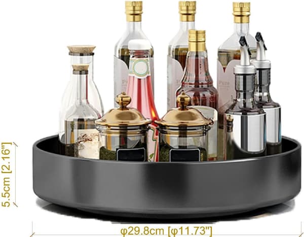 Rotating Large Metal Spice Rack, Cabinet Storage Rack, Kitchen Lazy Susan, Rotating Turntable, Countertop, Vertical Storage Rack, Single Layer