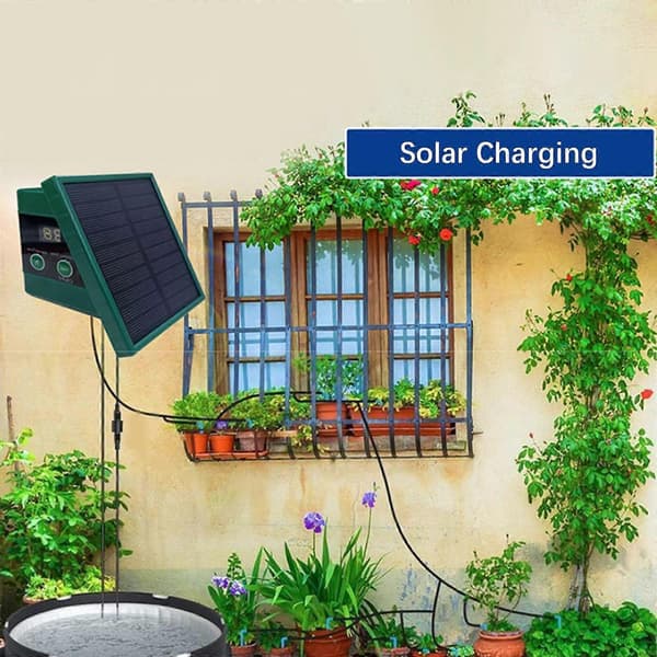 Solar Drip Irrigation System Kit med Timer Auto Plant Självbevattningsanordning Hem