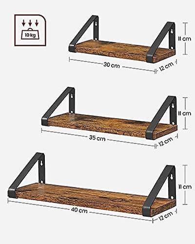Rustika Vägghyllor Set om 3 - Enkel Montering, Hållbar Design