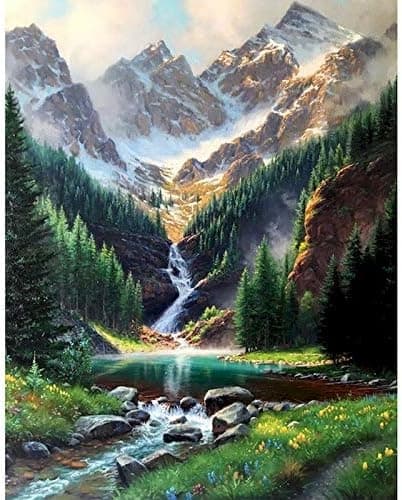 Diamantmaling / Diamantmålning 30x40cm - Vannfall Natur