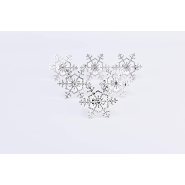 10-pack servettringar - Silver Snowflake Holiday Bröllop Thanksgiving Jul Snöflinga
