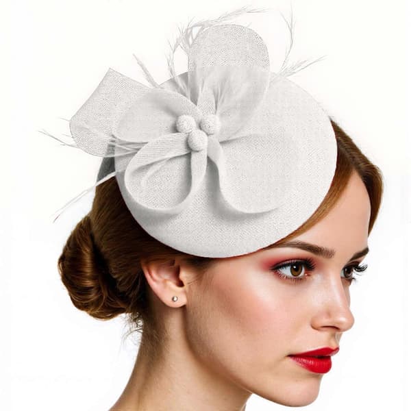 Fascinator og hårnålssett for kvinner, perlepyntet hatt, elegante hårtilbehør for bryllup og temafester Yellow