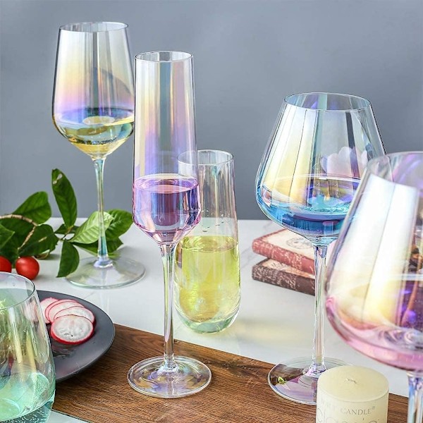 Kristall Champagne Flöjt Glas Set 2 Stycken Regnbåge Champagne Glas Flöjt Bröllop Jul Alla Hjärtans Dag