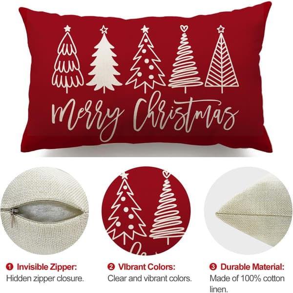 12x20 tum Tomtekudde Örngott God Jul & Träddesign - Lantlig Stil Heminredning för Soffa