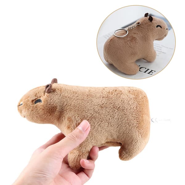 12 cm Simulation Capybara Plush Toy Stuffed Animal Keychain Key A2