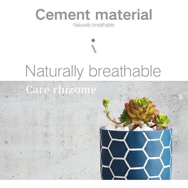 Blomkruka i cement - 4,7\" små cementkrukor med dräneringshål, modern dekorativ för inomhuskrukor