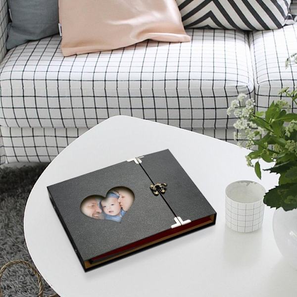 Fotoalbum att designa själv Scrapbook-album Svarta sidor Fotobok att klistra in Fotoalbum