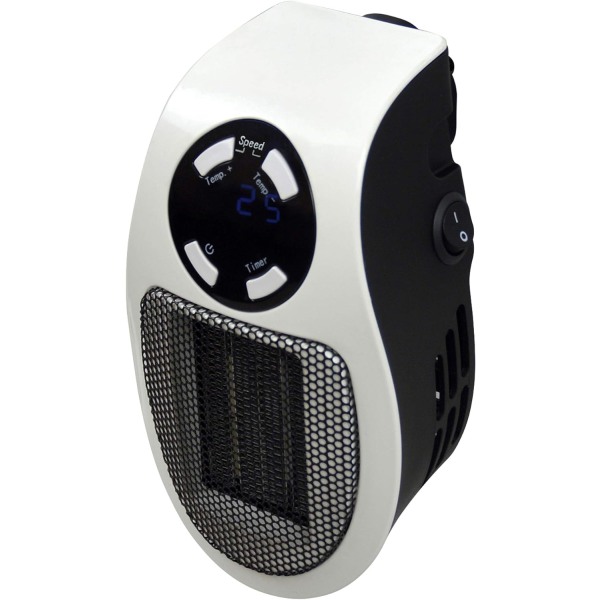 500w plugin-elvärmare med 2 fläktinställningar / 15 - 30°C temperaturinställningar / säkert överhettningsskydd