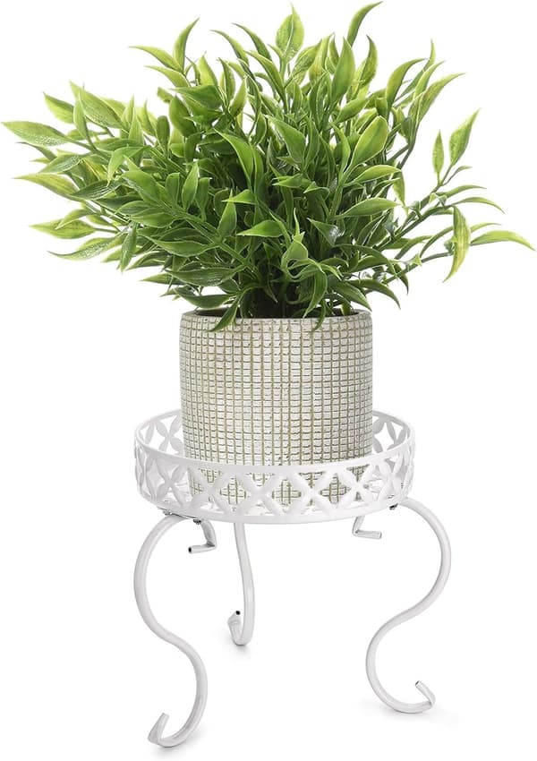 1 x Inomhus Utomhus Metall Blomkruka Stativ, Vit (Växt Ingår Ej)