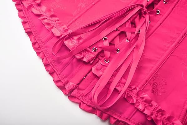 Korsett Toppar för Kvinnor, Bustier Shapewear Underkläder, Spets Midja Push Up Bodysuit Rosröd