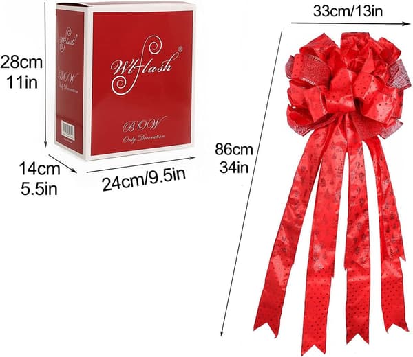 Stor dekorativ hängande rosett för julgran, julkrans, guld polyester rosett