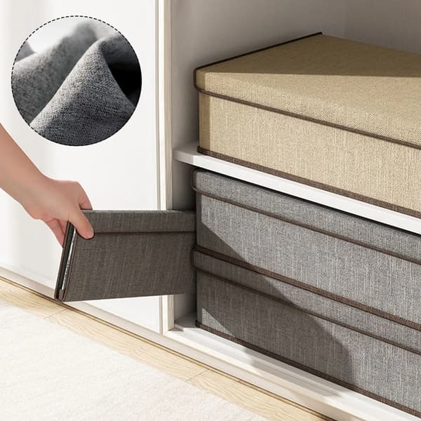 Skuffeorganisator foldbare skabsrum opbevaringsboks organisationssystem til undertøj bh'er sokker underbukser trusser (beige)