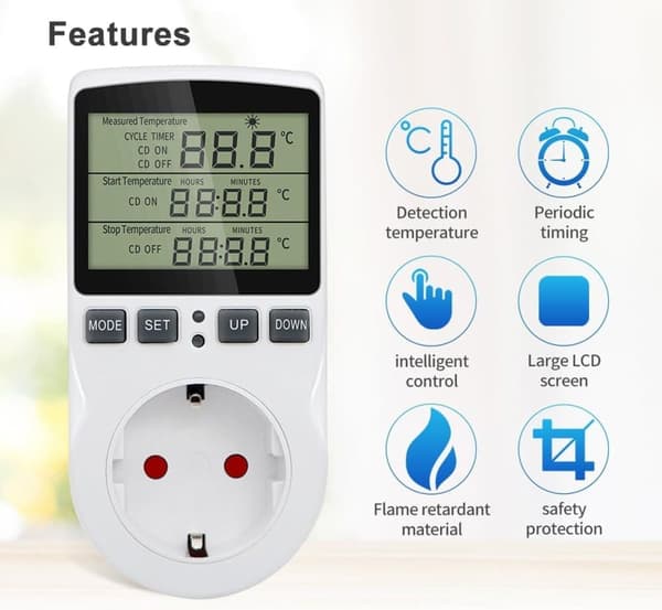 Digital Thermostat 230V – LCD Temperature Controller for Heating & Cooling Greenhouse Terrarium & Aquarium
