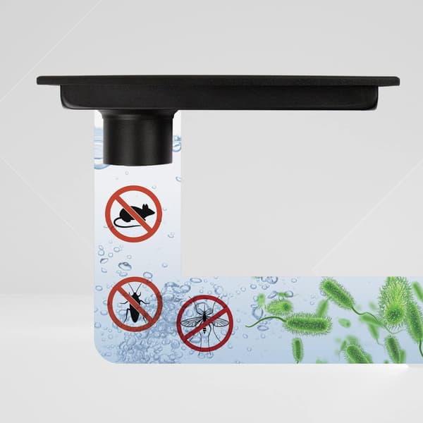 Rektangulär golvbrunn, 20×10cm svart rostfritt stål långsträckt golvbrunn, deodorant duschgolv