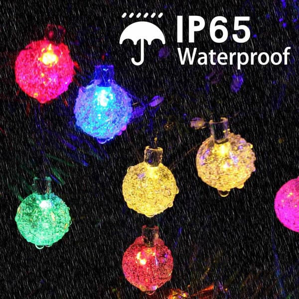 2-pack 100 LED 32FT Crystal Globe Solcellslingor Utomhus, Vattentäta Solcellslampor Utomhus
