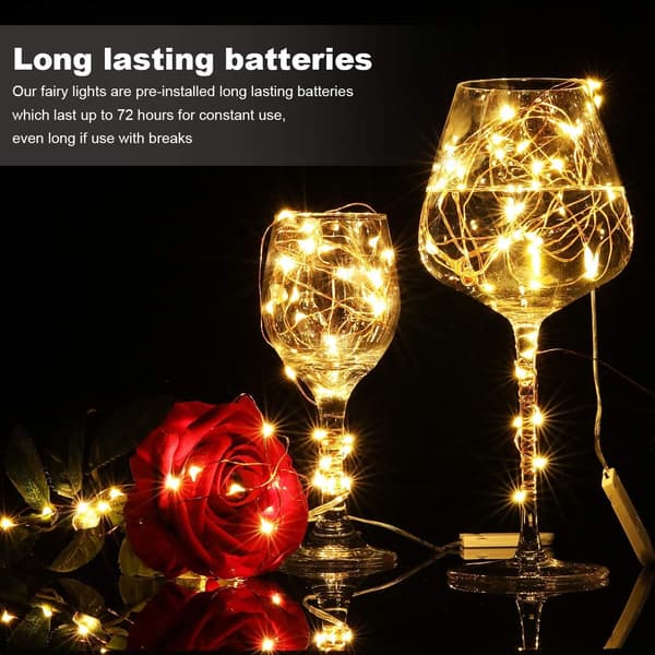 20-pack LED-fe-lampor batteridrivna, 3,3 fot 20 LED koppartråd varmvit eldfluga