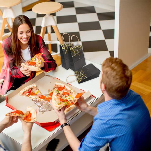 20 st kraftpapperspresentpåsar, med vacker gulddesign, utsökt och hållbar