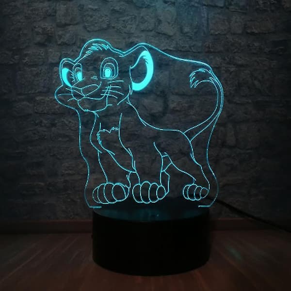 2025 Ny Lejonkungen Simba 3D LED Nattlampa Barn Sovrum Bordslampa