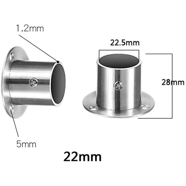 4 st gardinstångsbeslag, runda garderobsstångsbeslag, 22 mm