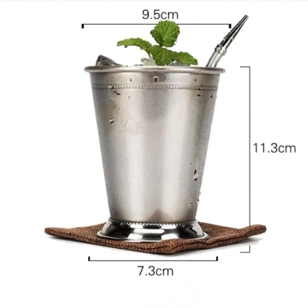 Mint Julie Glas, Silver Rostfritt Stål Mint Mojito Cocktail Drickglas Moscow Mule Kopp för Bar