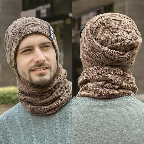 Fashion Vintermössa Hals Stickad Halsduk Mössa Stickad Varm Mössa...