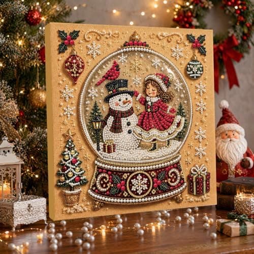 C'eitura Perlemalingssett 7.87 * 7.87 tommer Jul Snøkule Snømann DIY
