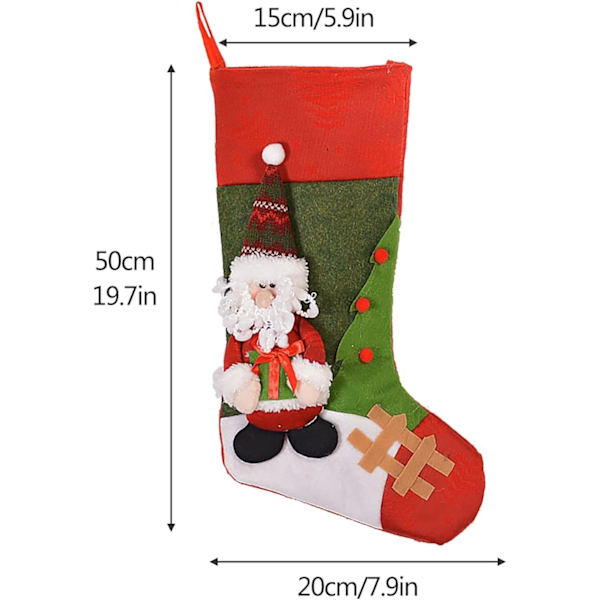 Bekväma julstrumpor 50 cm stora 3D tomtedekoration julhängande presentpåsar DIY barnstrumpor