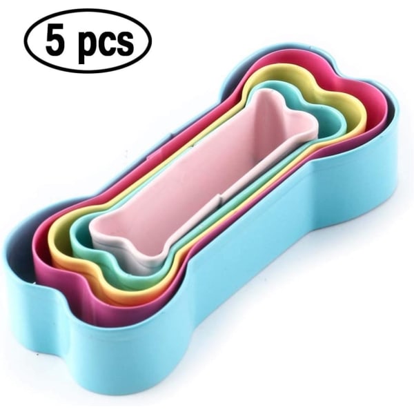 Keksform i form av hundben, set med rostfritt stål, färgglada BPA-fria hundbensformade kakskärare