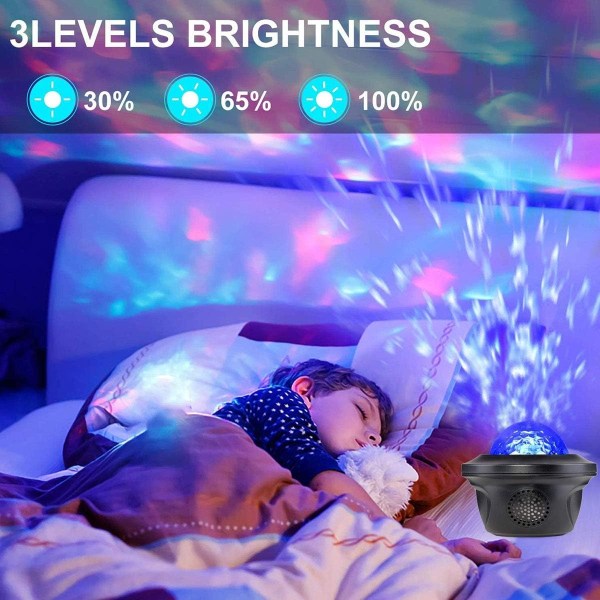 Projektor, Stjärnhimmelprojektor, Fjärrkontroll med Bluetooth-högtalare, Norrsken Natt