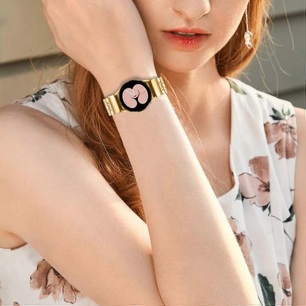 Til Samsung Galaxy Watch7 44mm 40mm Metal Urrem 7-Perle Rem med Quick Release Stik - Bl Multifarvet Multicolor Gold