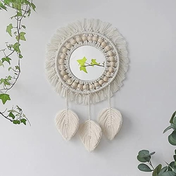Rund spegel Macrame spegel vägg Boho heminredning för lägenhet vardagsrum sovrum barnrum sovsal