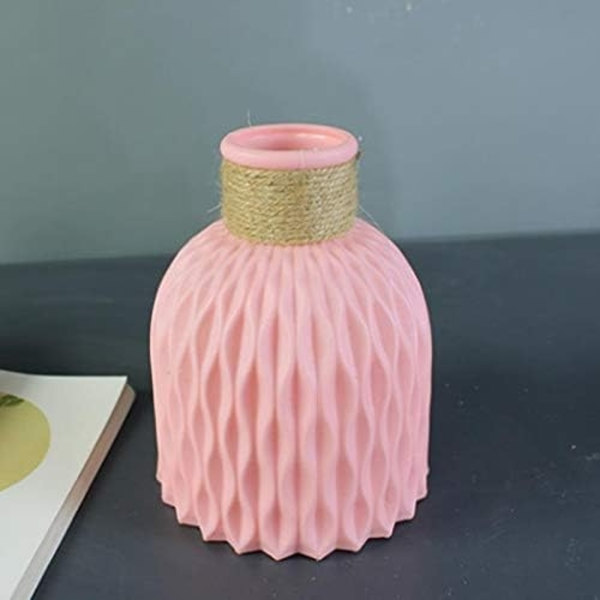 Plastblomvas, Heminredning Dekoration Inredning Tillbehör Prydnadsset Med 1 Vas För Heminredning ， Rosa