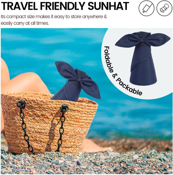 Hatte til kvinder UPF 50+ UV Solbeskyttelse Konvertibel Strandvisirhat Dark Blue